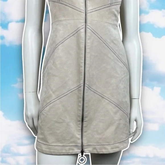 BCBGMAXAZRIA Alaina Faux Suede A-Line Zip Up Dress Mod Date Night Retro 60s - Picture 6 of 14